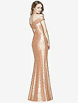 Rear View Thumbnail - Copper Rose Mermaid Maxi Sequin Cap Sleeve Dress