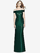 Front View Thumbnail - Hunter Green Mermaid Maxi Sequin Cap Sleeve Dress