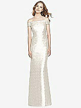 Front View Thumbnail - Ivory Mermaid Maxi Sequin Cap Sleeve Dress