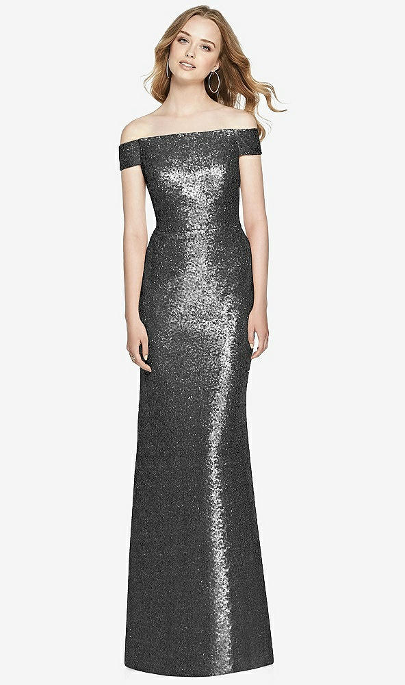 Front View - Stardust Mermaid Maxi Sequin Cap Sleeve Dress