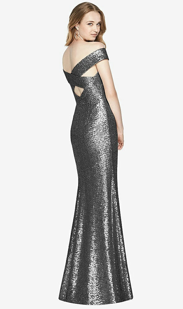 Back View - Stardust Mermaid Maxi Sequin Cap Sleeve Dress