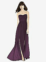 Front View Thumbnail - Aubergine Sweeheart Chiffon Natural Waist Dress