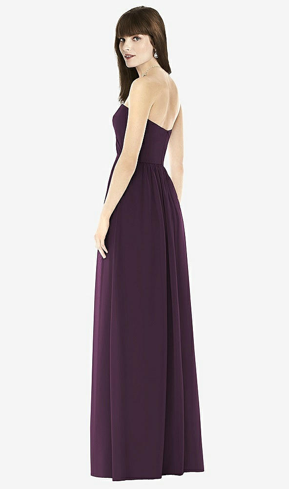 Back View - Aubergine Sweeheart Chiffon Natural Waist Dress