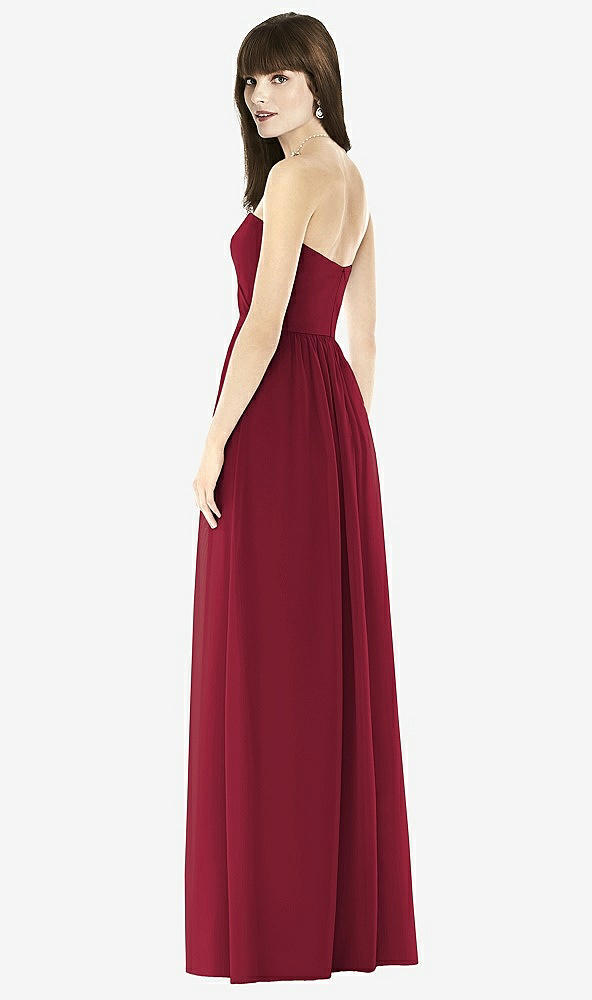 Back View - Burgundy Sweeheart Chiffon Natural Waist Dress