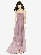 Front View Thumbnail - Dusty Rose Sweeheart Chiffon Natural Waist Dress