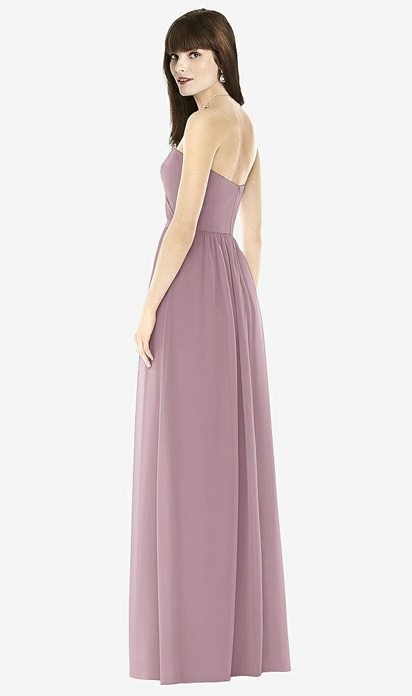 Back View - Dusty Rose Sweeheart Chiffon Natural Waist Dress