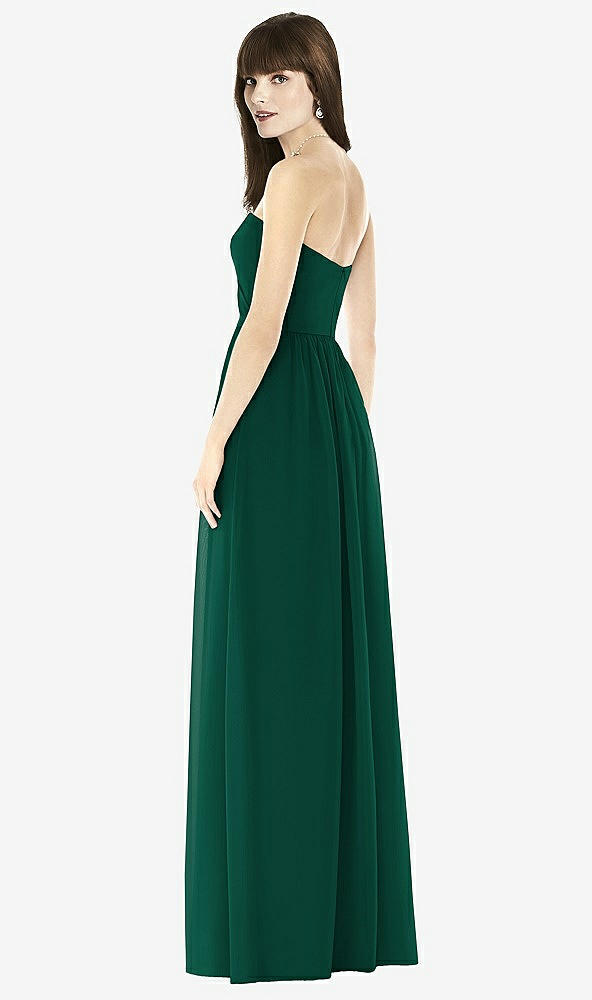 Back View - Hunter Green Sweeheart Chiffon Natural Waist Dress