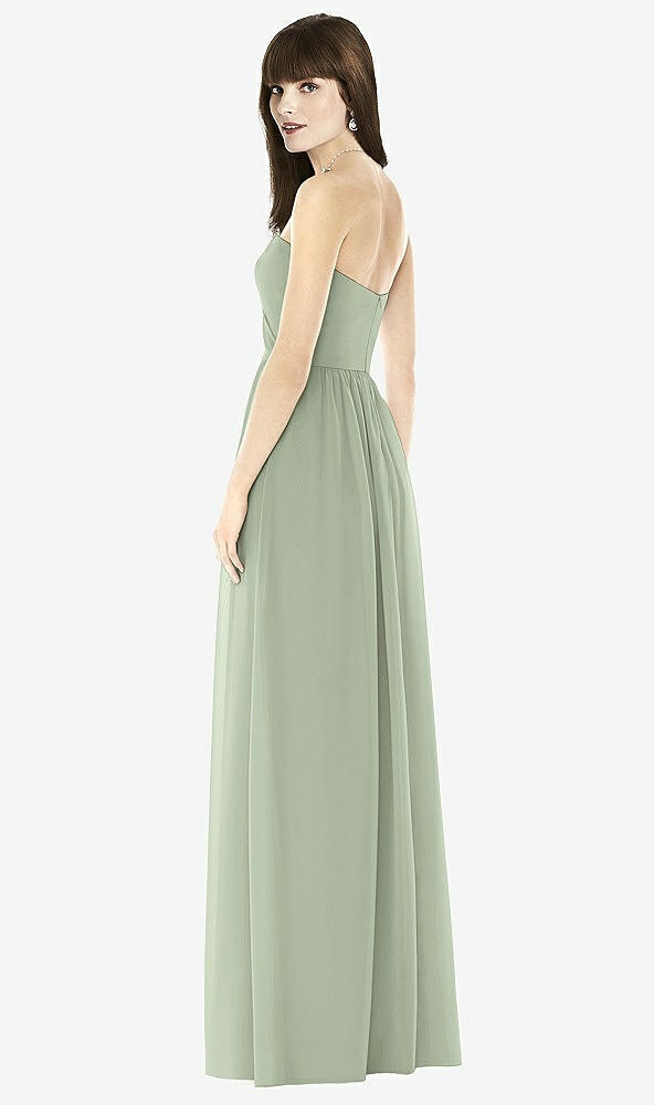 Back View - Sage Sweeheart Chiffon Natural Waist Dress