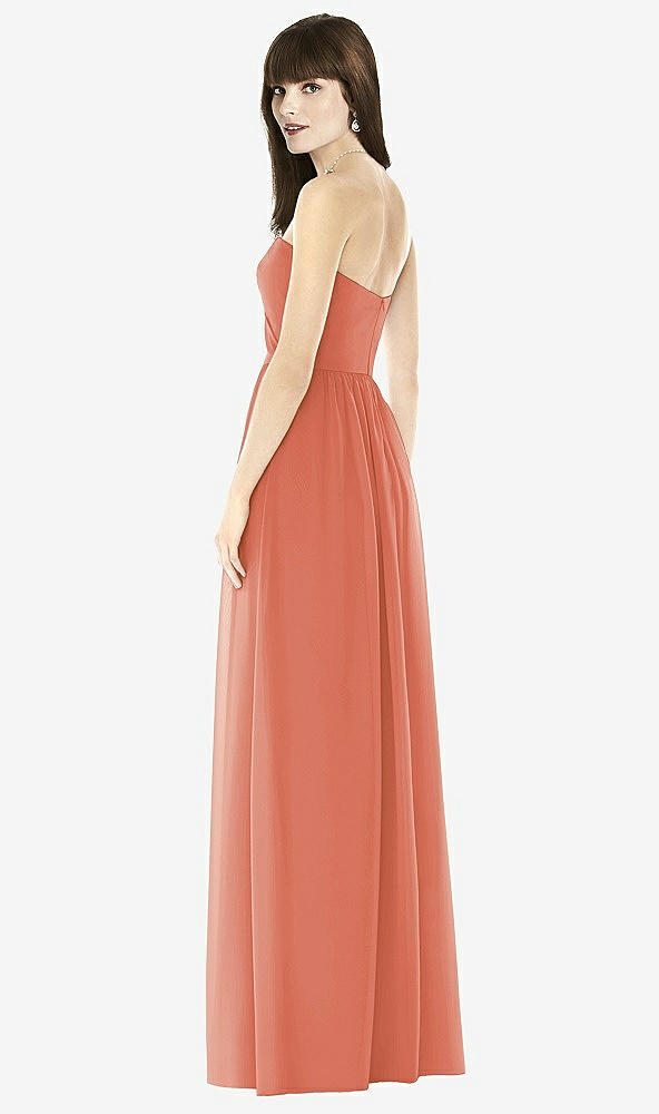 Back View - Terracotta Copper Sweeheart Chiffon Natural Waist Dress