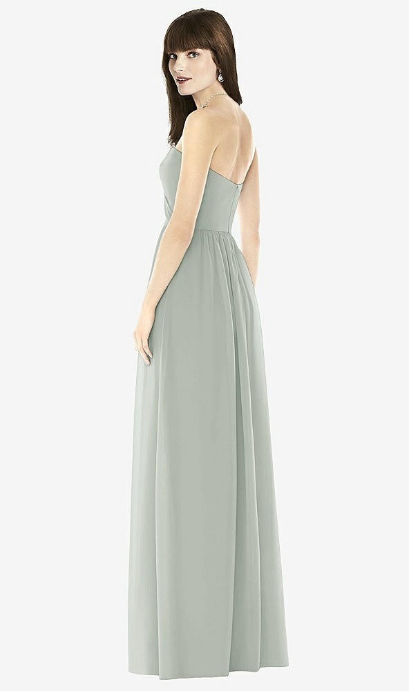 Back View - Willow Green Sweeheart Chiffon Natural Waist Dress