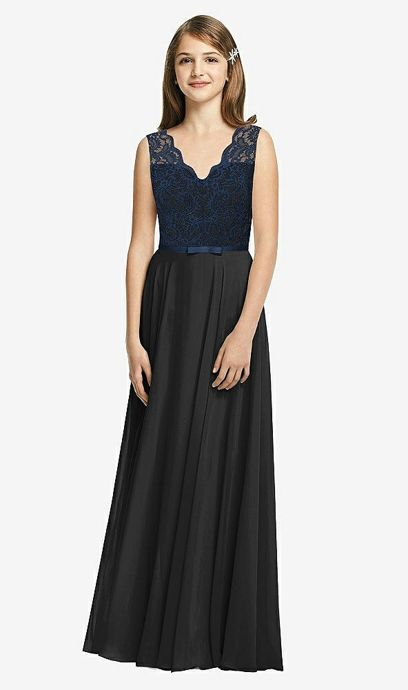 Front View - Black & Midnight Navy Dessy Collection Junior Bridesmaid Dress JR542