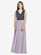 Front View Thumbnail - Lilac Haze & Midnight Navy Dessy Collection Junior Bridesmaid Dress JR542