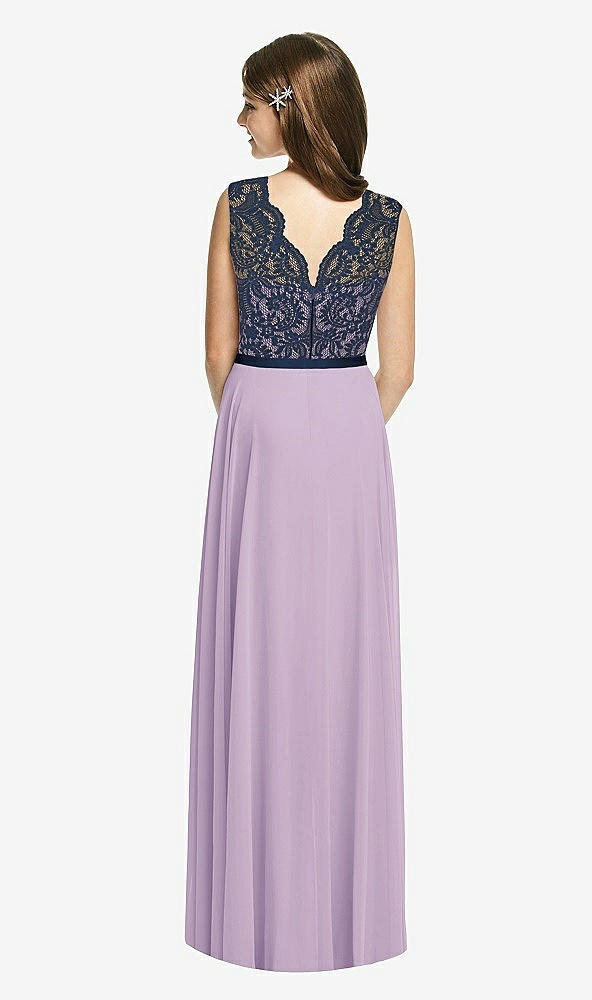 Back View - Pale Purple & Midnight Navy Dessy Collection Junior Bridesmaid Dress JR542