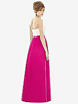 Rear View Thumbnail - Think Pink & Ivory Strapless Pleated Skirt Maxi Dress with Pockets