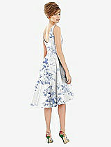 Alt View 2 Thumbnail - Cottage Rose Larkspur Bateau Neck High Low Floral Satin Cocktail Dress