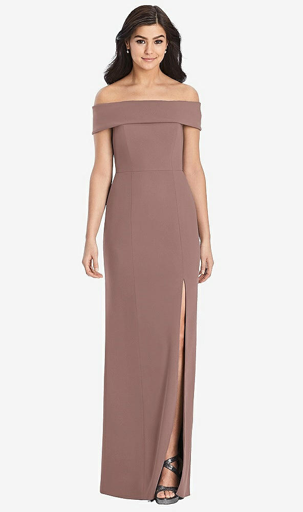 Front View - Sienna Cuffed Off-the-Shoulder Trumpet Gown