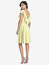 Rear View Thumbnail - Butter Yellow Midi Natural Waist Ruffled VNeck Dress