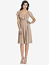 Front View Thumbnail - Topaz Midi Natural Waist Ruffled VNeck Dress