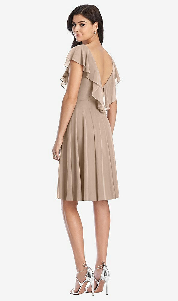 Back View - Topaz Midi Natural Waist Ruffled VNeck Dress