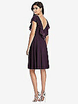 Rear View Thumbnail - Aubergine Midi Natural Waist Ruffled VNeck Dress