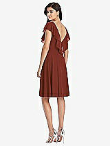 Rear View Thumbnail - Auburn Moon Midi Natural Waist Ruffled VNeck Dress