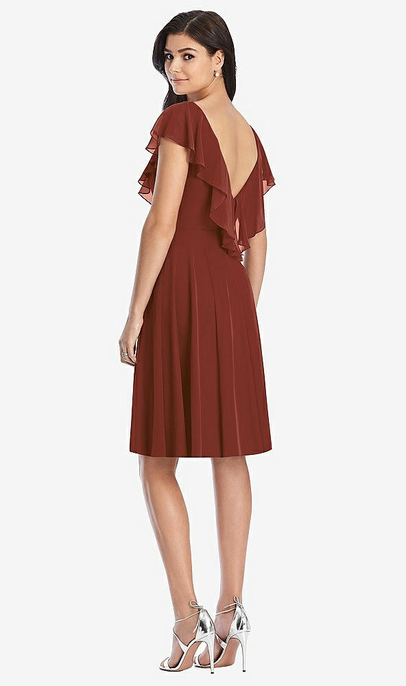 Back View - Auburn Moon Midi Natural Waist Ruffled VNeck Dress