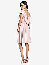 Rear View Thumbnail - Ballet Pink Midi Natural Waist Ruffled VNeck Dress