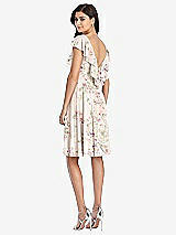 Rear View Thumbnail - Blush Garden Midi Natural Waist Ruffled VNeck Dress