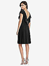 Rear View Thumbnail - Black Midi Natural Waist Ruffled VNeck Dress