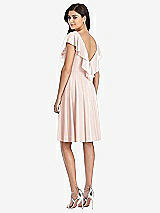 Rear View Thumbnail - Blush Midi Natural Waist Ruffled VNeck Dress