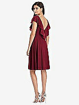 Rear View Thumbnail - Burgundy Midi Natural Waist Ruffled VNeck Dress