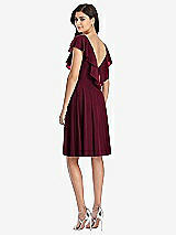 Rear View Thumbnail - Cabernet Midi Natural Waist Ruffled VNeck Dress