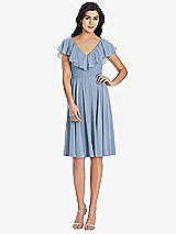 Front View Thumbnail - Cloudy Midi Natural Waist Ruffled VNeck Dress