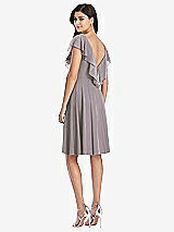 Rear View Thumbnail - Cashmere Gray Midi Natural Waist Ruffled VNeck Dress