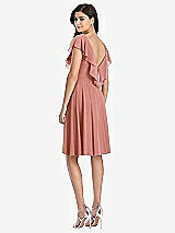 Rear View Thumbnail - Desert Rose Midi Natural Waist Ruffled VNeck Dress