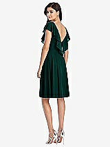 Rear View Thumbnail - Evergreen Midi Natural Waist Ruffled VNeck Dress