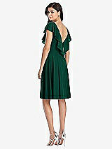 Rear View Thumbnail - Hunter Green Midi Natural Waist Ruffled VNeck Dress