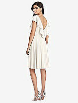 Rear View Thumbnail - Ivory Midi Natural Waist Ruffled VNeck Dress