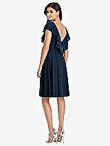 Rear View Thumbnail - Midnight Navy Midi Natural Waist Ruffled VNeck Dress