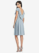 Rear View Thumbnail - Mist Midi Natural Waist Ruffled VNeck Dress