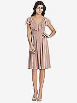 Front View Thumbnail - Neu Nude Midi Natural Waist Ruffled VNeck Dress