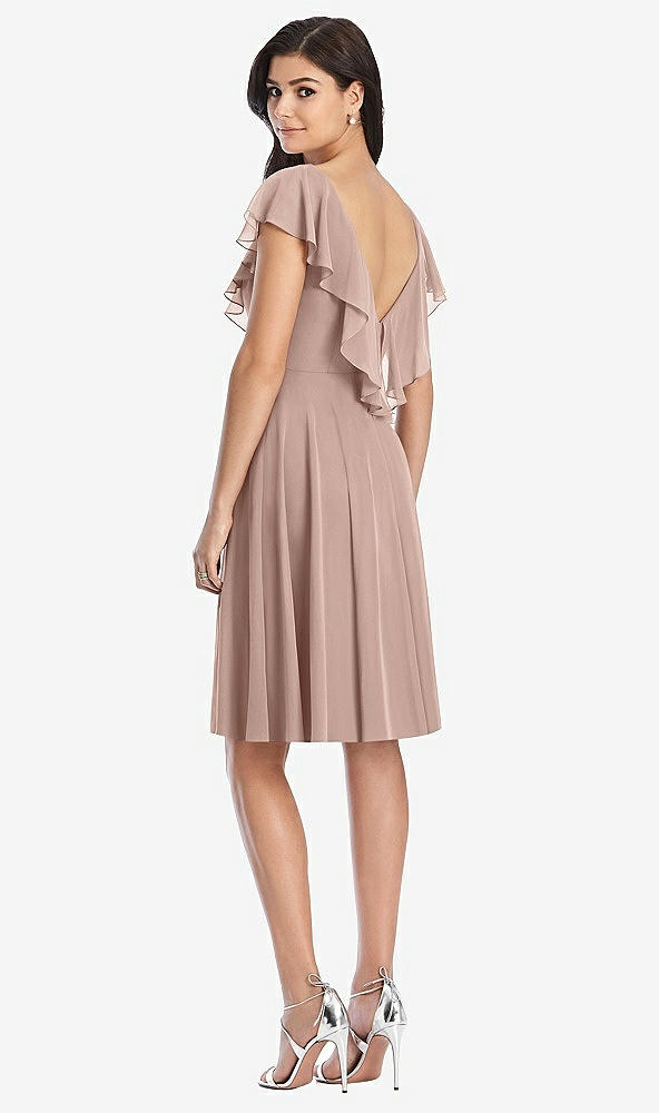 Back View - Neu Nude Midi Natural Waist Ruffled VNeck Dress