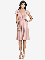 Front View Thumbnail - Rose Midi Natural Waist Ruffled VNeck Dress