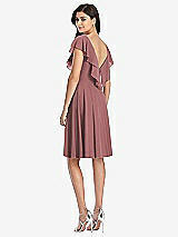 Rear View Thumbnail - Rosewood Midi Natural Waist Ruffled VNeck Dress