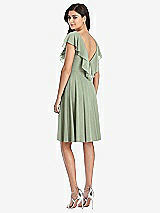 Rear View Thumbnail - Sage Midi Natural Waist Ruffled VNeck Dress