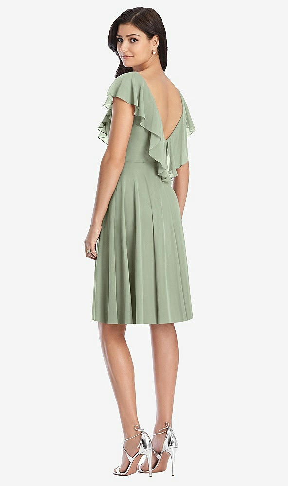 Back View - Sage Midi Natural Waist Ruffled VNeck Dress