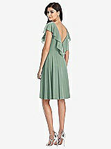 Rear View Thumbnail - Seagrass Midi Natural Waist Ruffled VNeck Dress