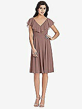 Front View Thumbnail - Sienna Midi Natural Waist Ruffled VNeck Dress