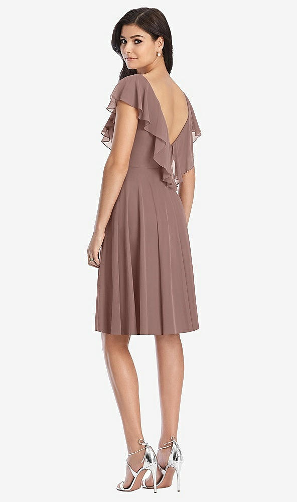 Back View - Sienna Midi Natural Waist Ruffled VNeck Dress