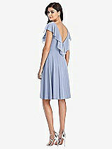 Rear View Thumbnail - Sky Blue Midi Natural Waist Ruffled VNeck Dress